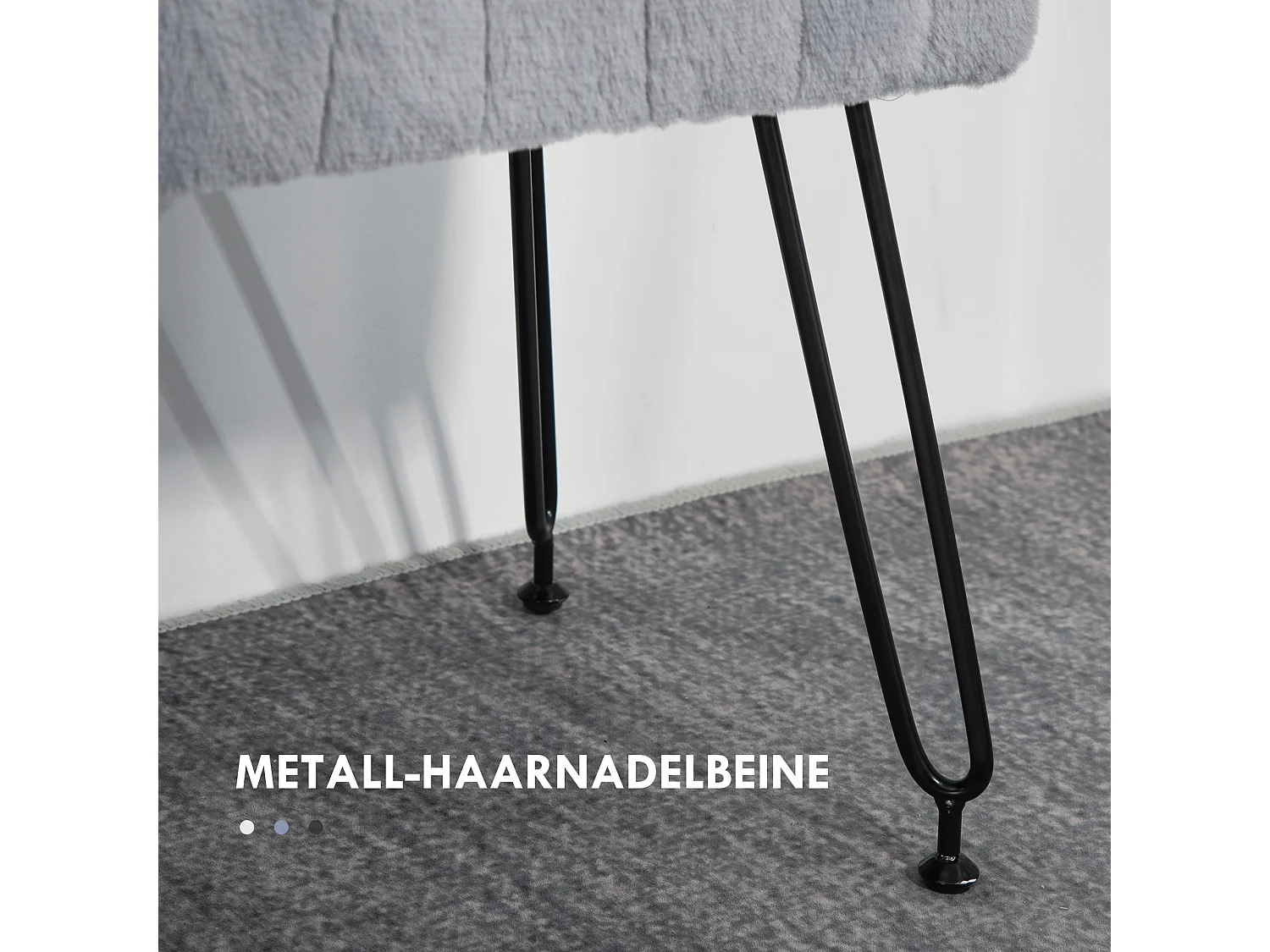 Banquette de rangement, avec accoudoirs, en polyester, gris (82x30x47 cm)