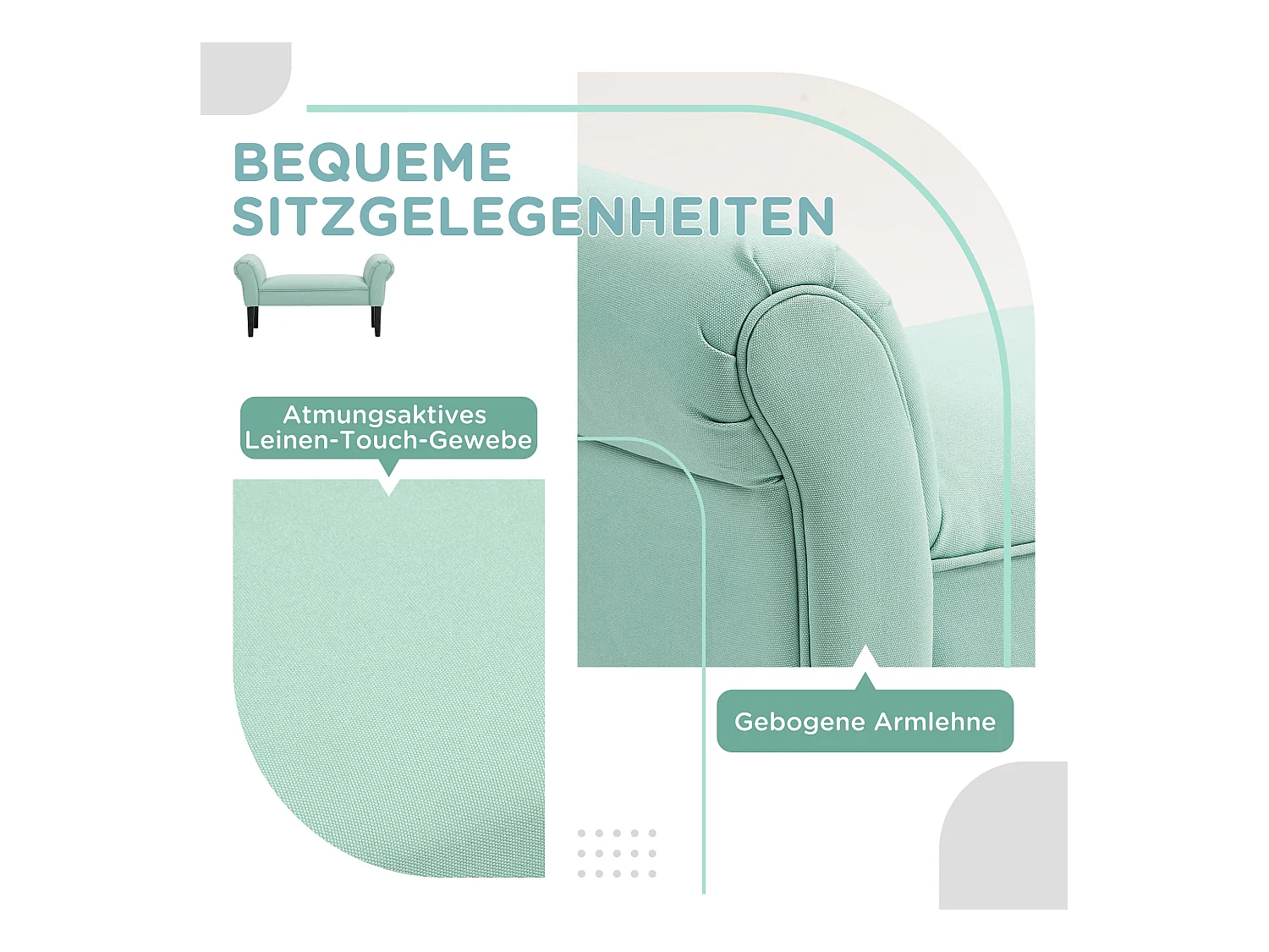 Banc de rangement avec coussin, bois, tissu, vert (102x36x51 cm)