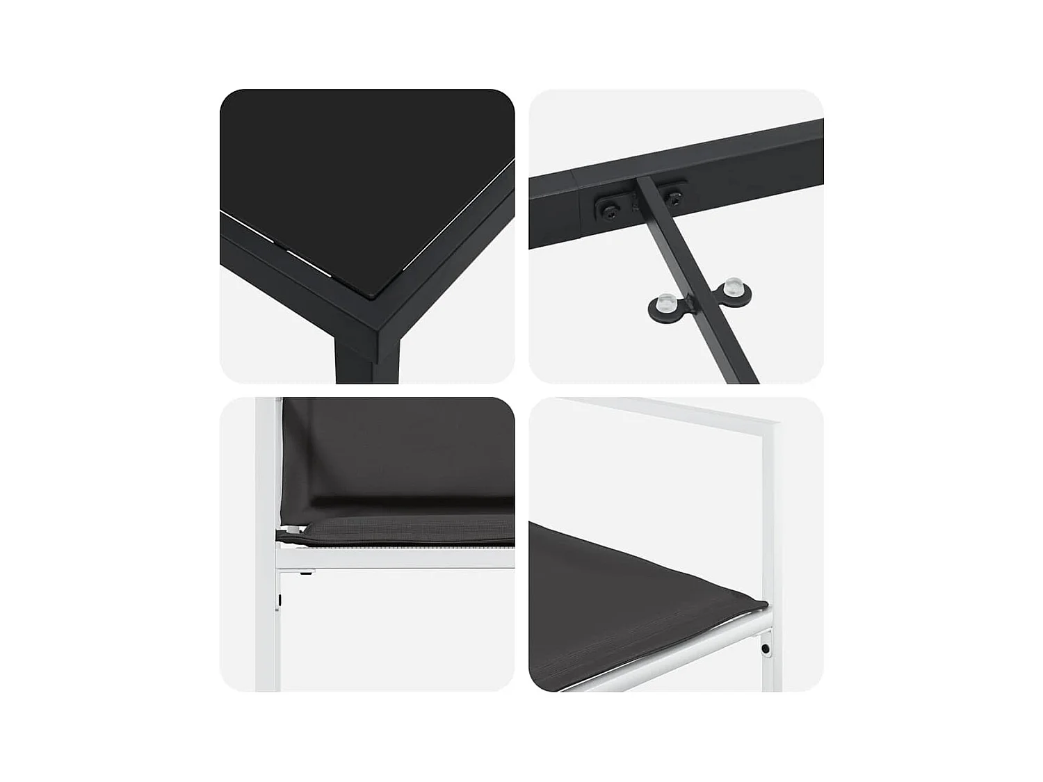 Ensemble de salle à manger de jardin 5 pièces avec coussins Textilène blanc et acier