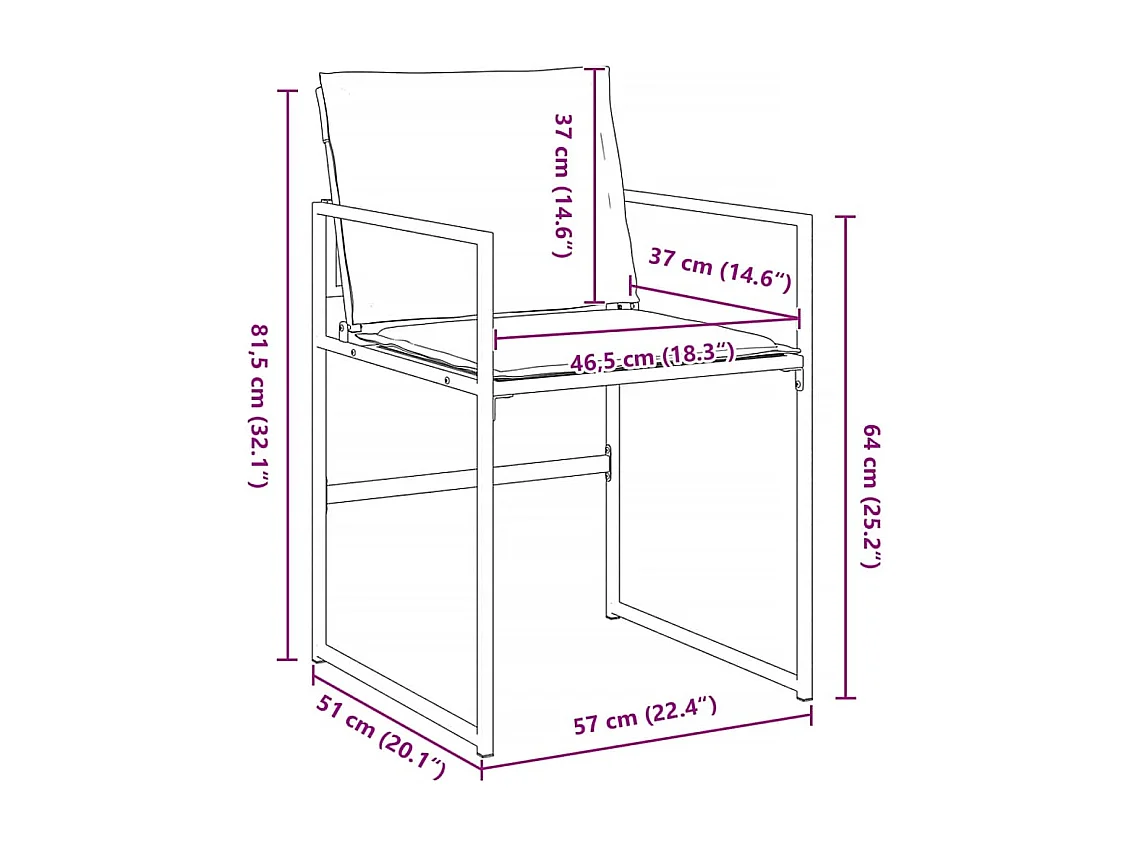 Ensemble de salle à manger de jardin 5 pièces avec coussins Textilène blanc et acier