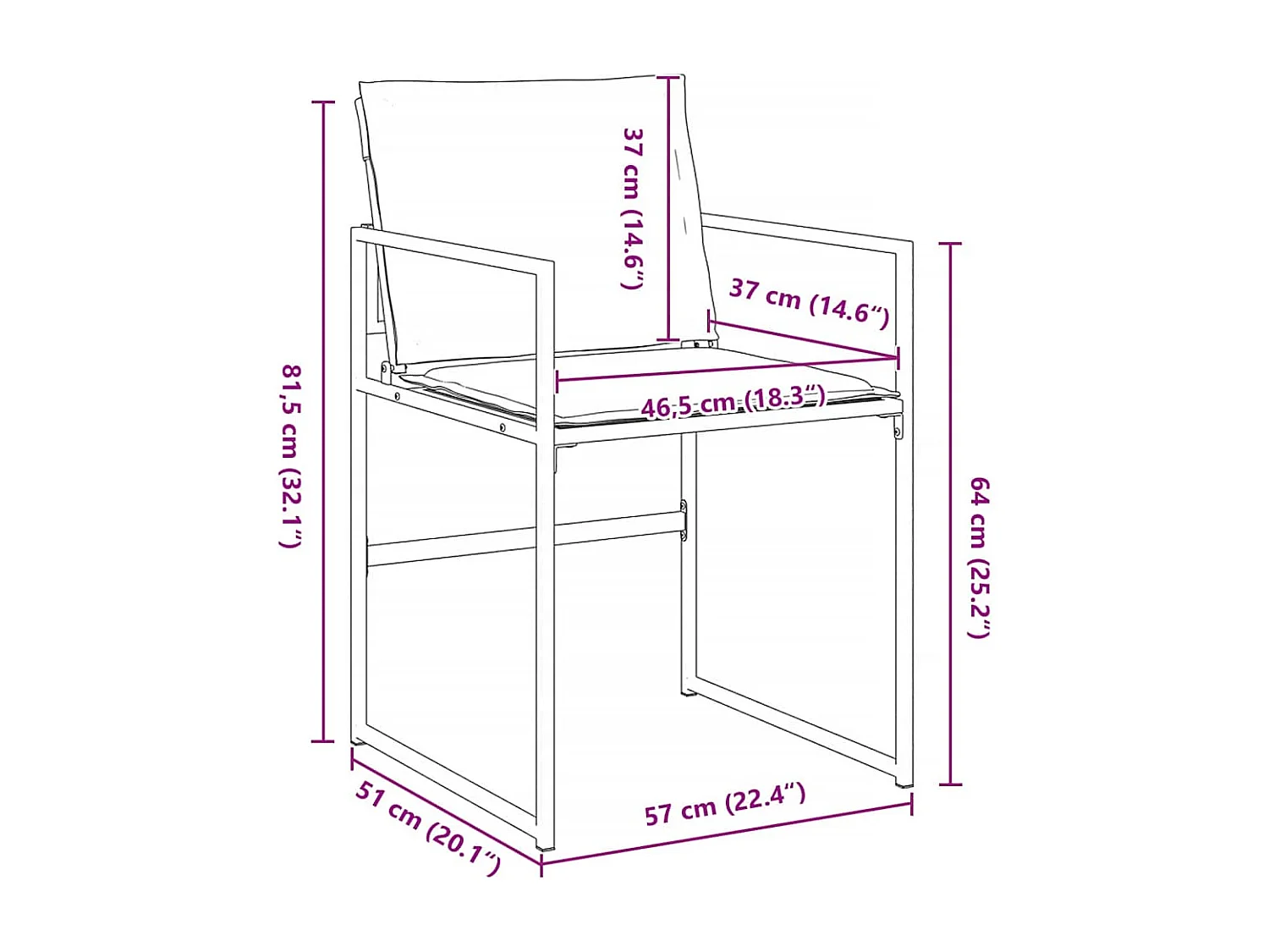 Ensemble de salle à manger de jardin 5 pièces avec coussins Textilène blanc et acier