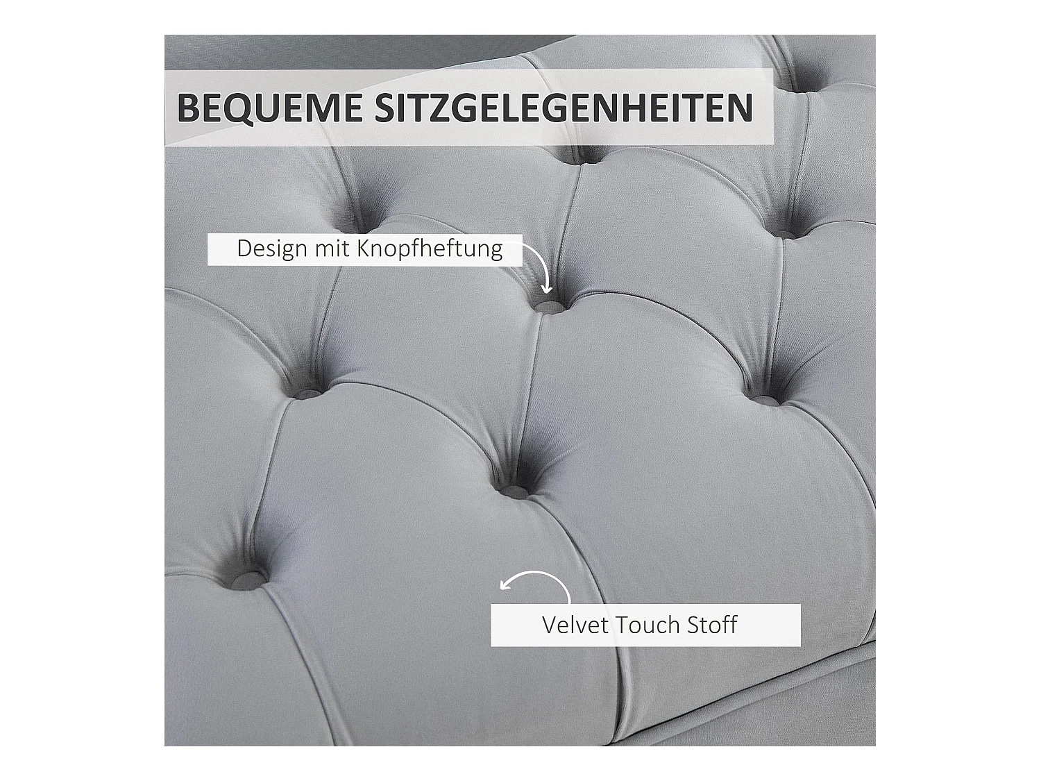 Banc avec coussin en velours, pieds en bois, multifonctionnel, gris clair (118x45x42 cm)