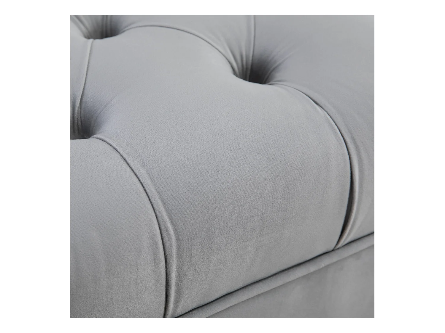 Banc avec coussin en velours, pieds en bois, multifonctionnel, gris clair (118x45x42 cm)