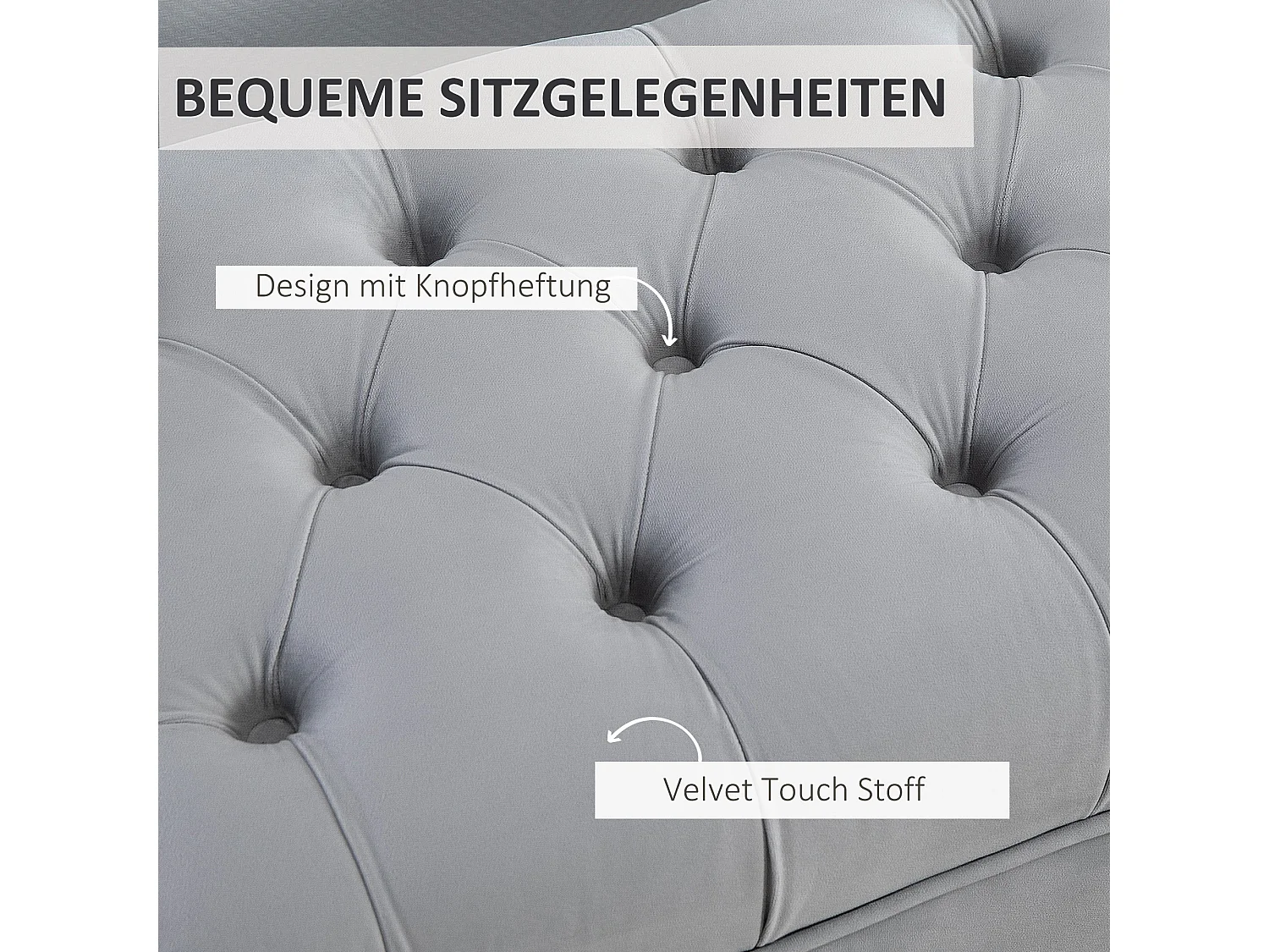 Banc avec coussin en velours, pieds en bois, multifonctionnel, gris clair (118x45x42 cm)