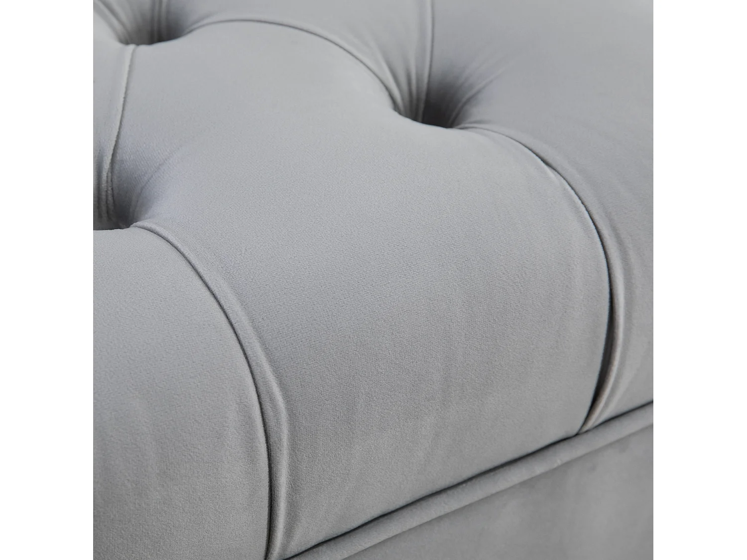 Banc avec coussin en velours, pieds en bois, multifonctionnel, gris clair (118x45x42 cm)