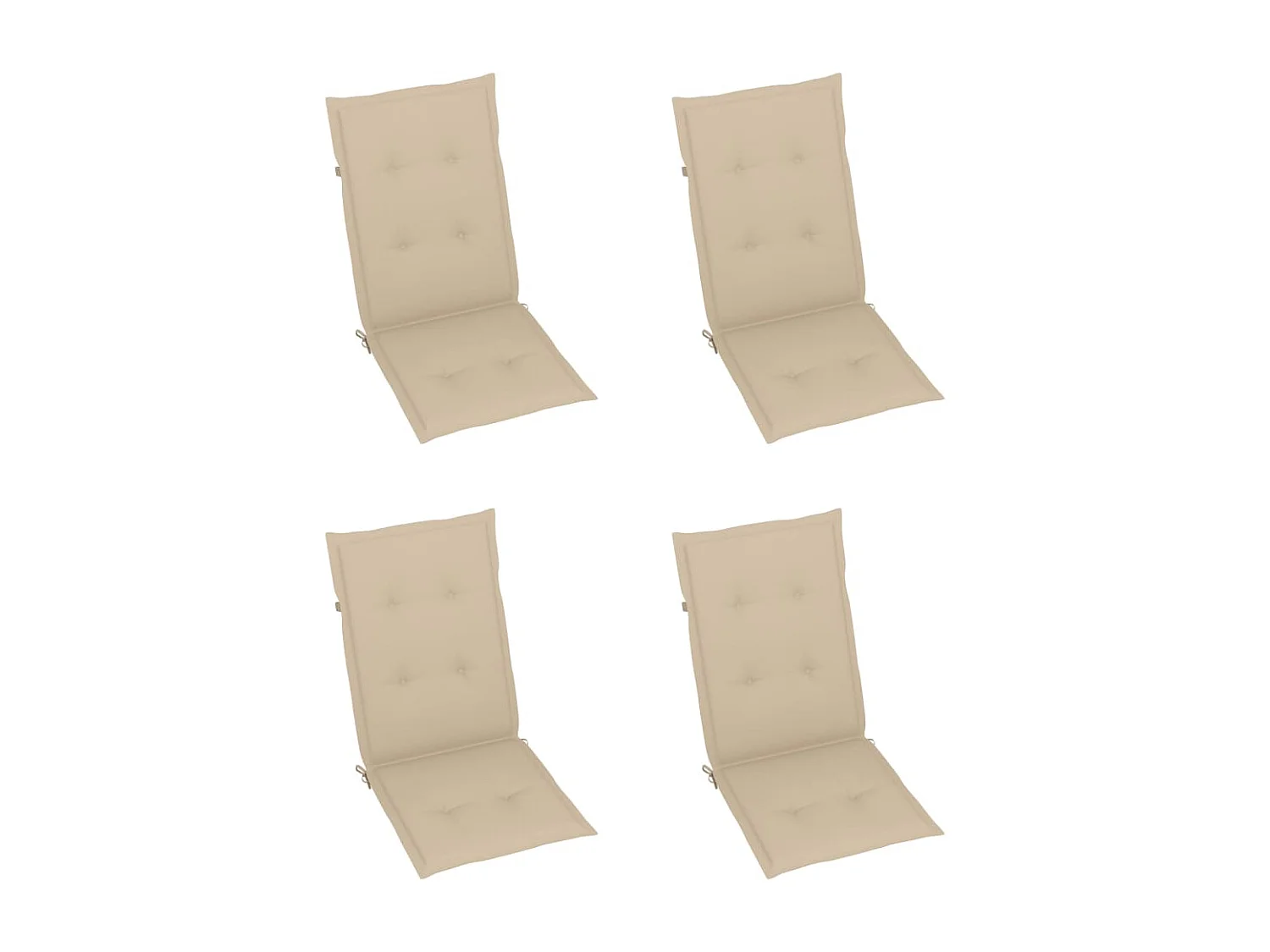 Chaises de jardin lot de 4 avec coussins beige Bois teck solide