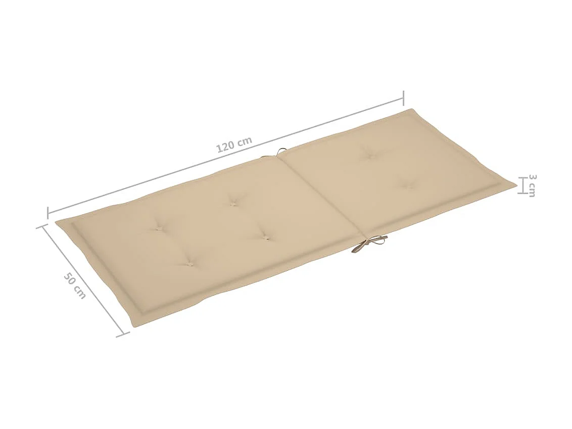 Chaises de jardin lot de 4 avec coussins beige Bois teck solide