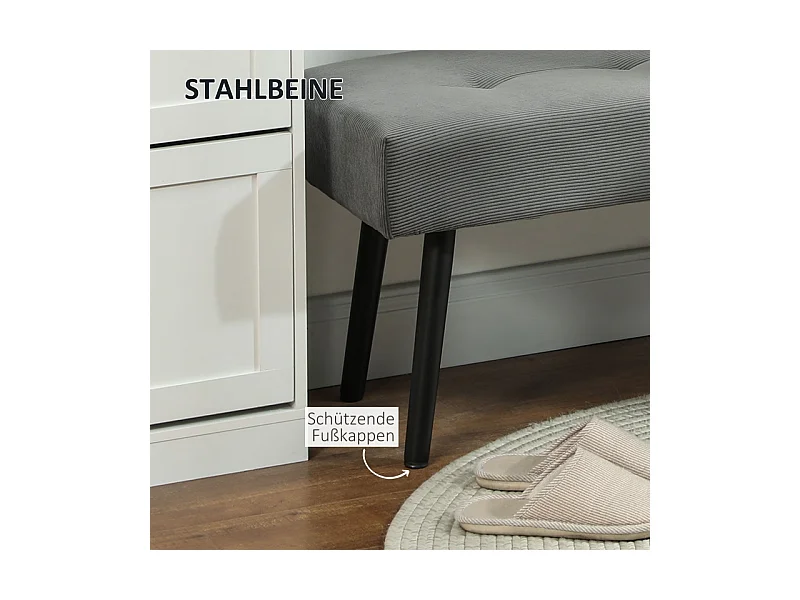 Banc de rangement avec coussin, design moderne, tissu en velours, pieds en métal, beige (100x36x45 cm)