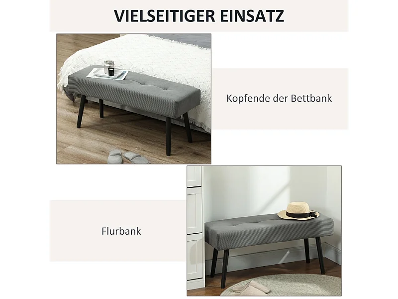 Banc de rangement avec coussin, design moderne, tissu en velours, pieds en métal, beige (100x36x45 cm)