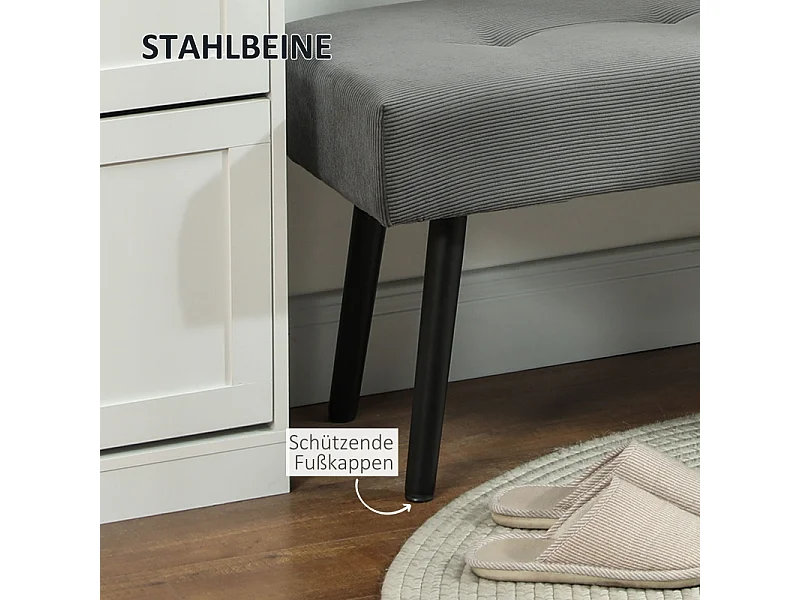 Banc de rangement avec coussin, design moderne, tissu en velours, pieds en métal, beige (100x36x45 cm)