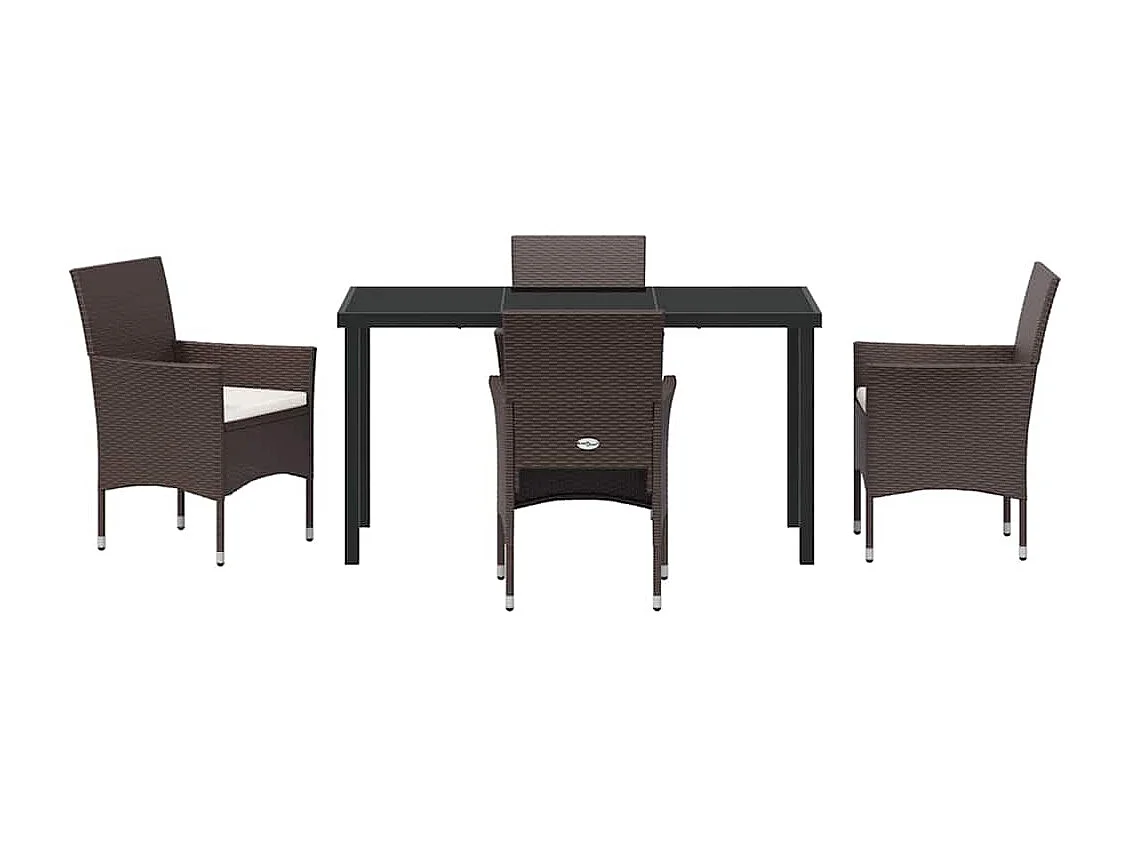 Ensemble de Jardin 5 Pièces Marron Rotin Poly