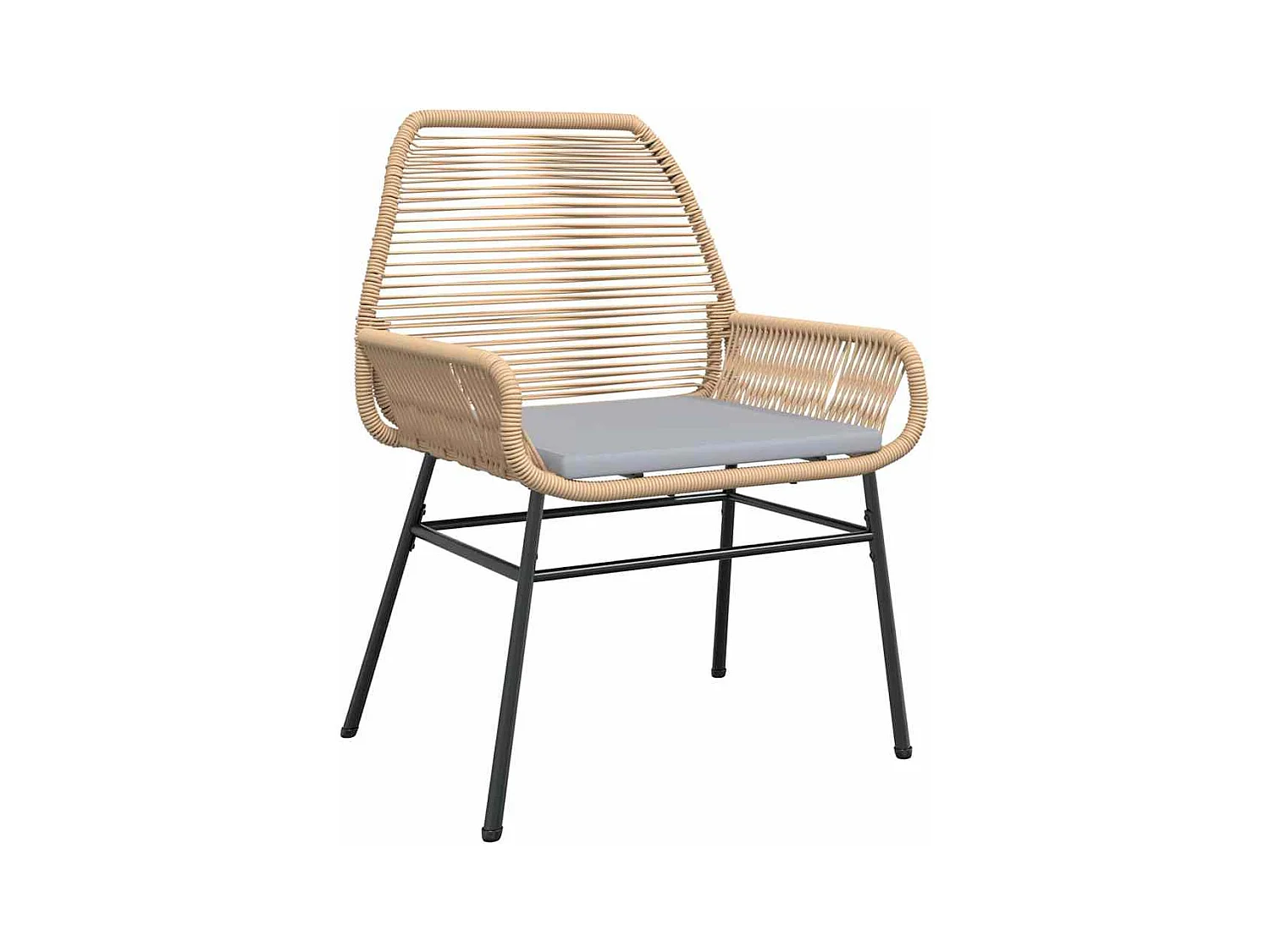 Ensemble de salle à manger de jardin 3 pièces avec coussins en rotin poly marron