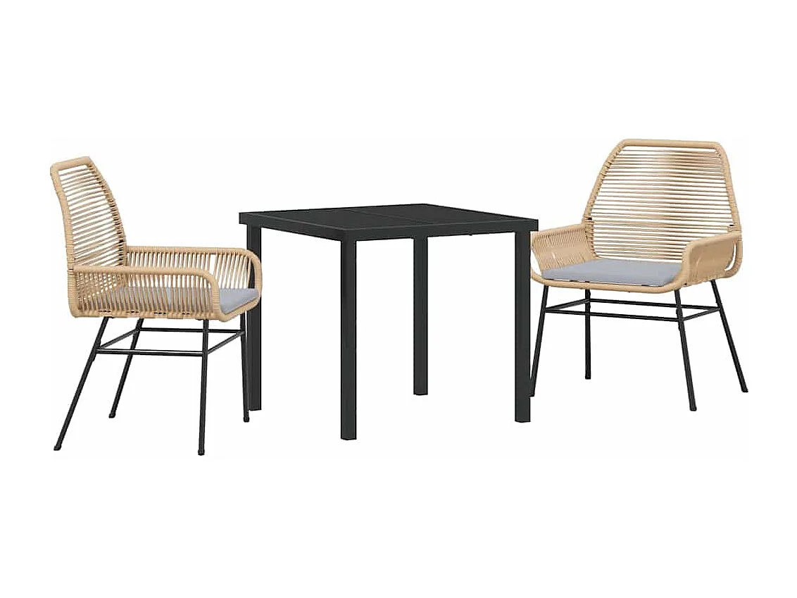 3-delige tuinset met bruine polyrotan kussens