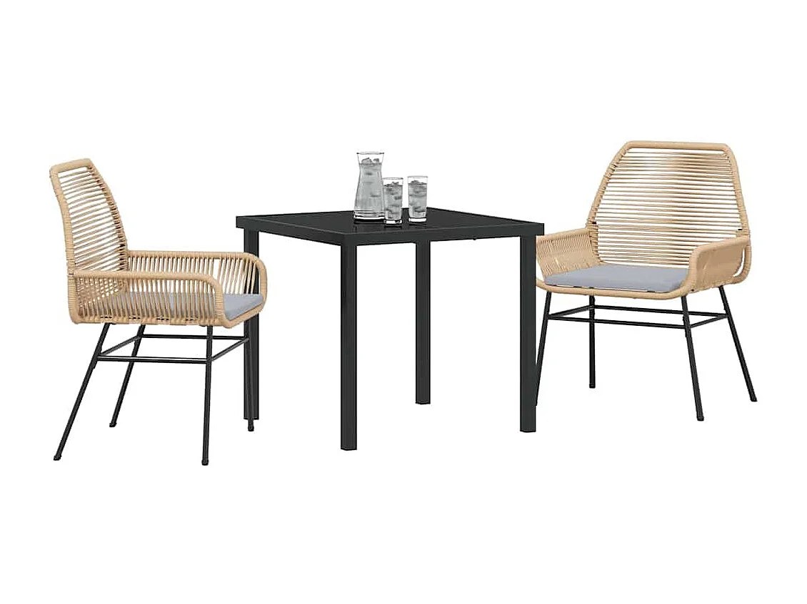 3-delige tuinset met bruine polyrotan kussens