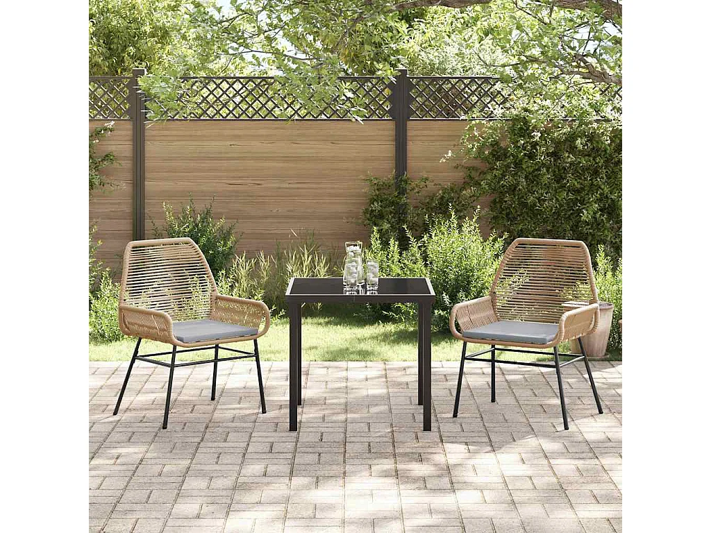 3-delige tuinset met bruine polyrotan kussens