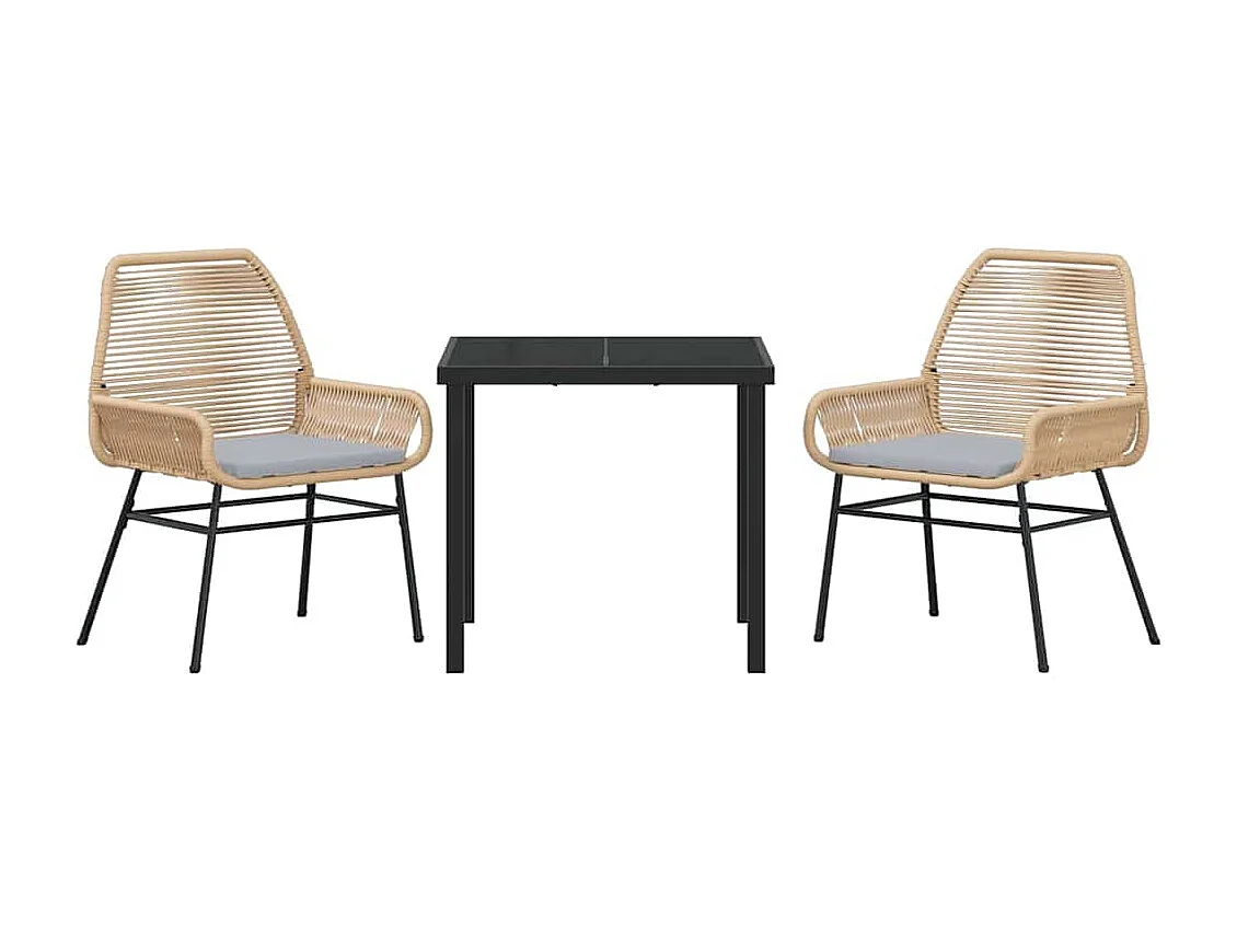 3-delige tuinset met bruine polyrotan kussens