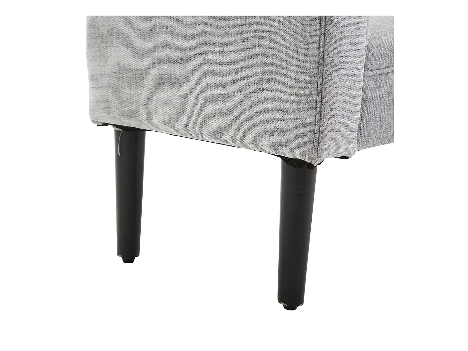 Banc rembourré élégant avec accoudoirs roulés, polyester, gris clair (132x45.5x58cm)