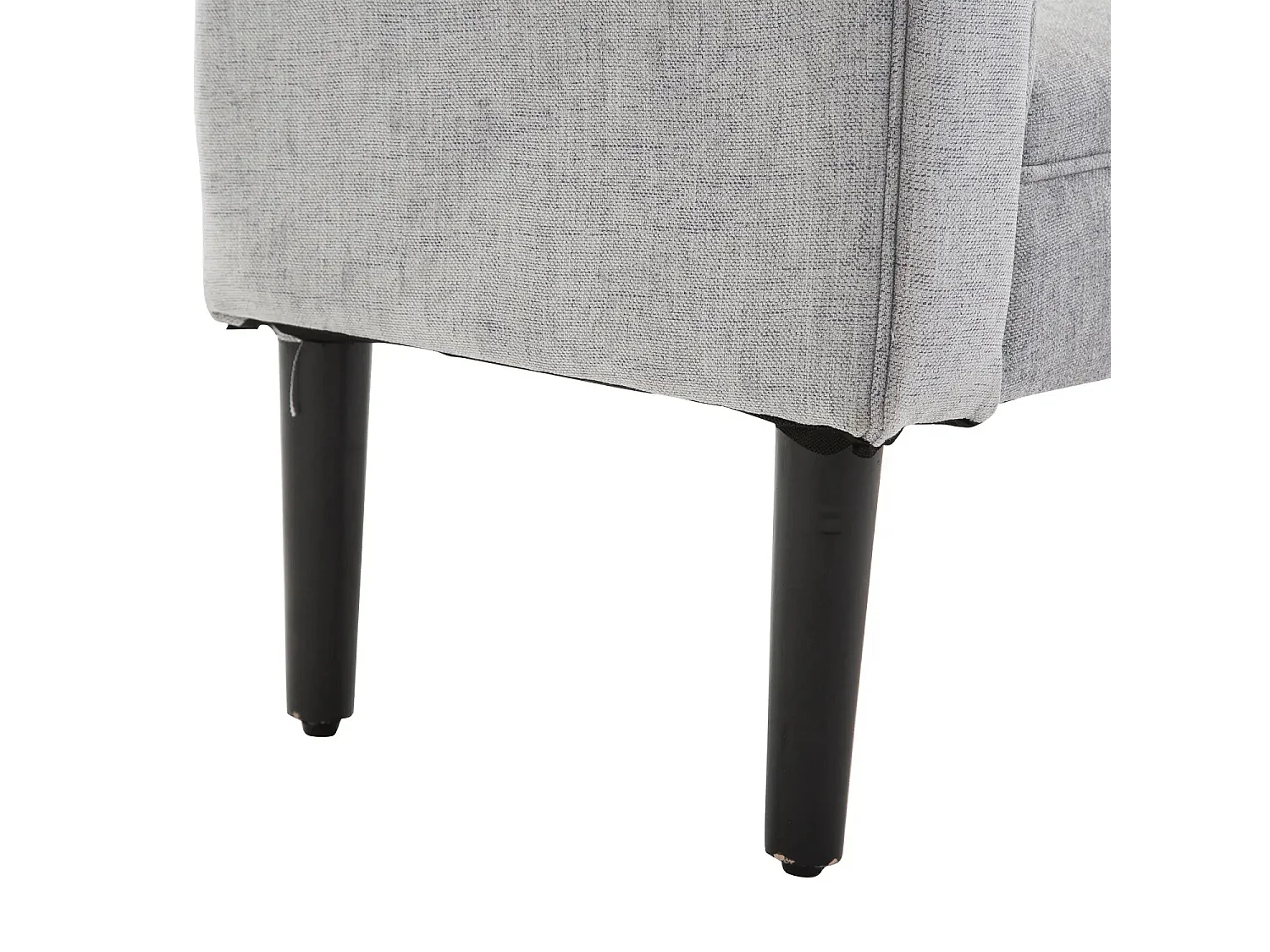 Elegante gestoffeerde bank met gerolde armleuningen, polyester, lichtgrijs (132x45,5x58cm)