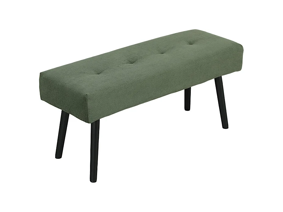 Banc de rangement, tissu en velours côtelé, pieds métalliques, design moderne, vert (100x36x45 cm)