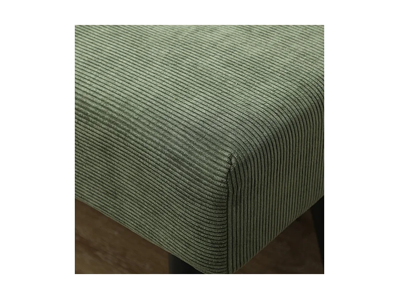 Banc de rangement, tissu en velours côtelé, pieds métalliques, design moderne, vert (100x36x45 cm)