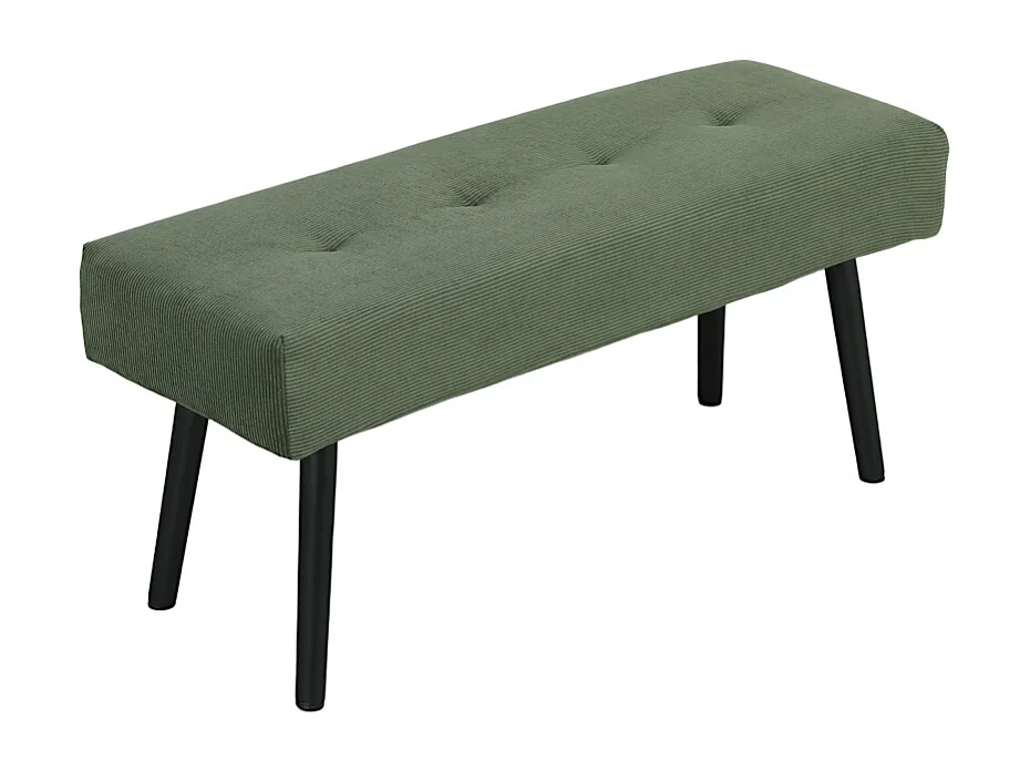 Opbergbank, corduroy stof, metalen poten, modern design, groen (100x36x45 cm)