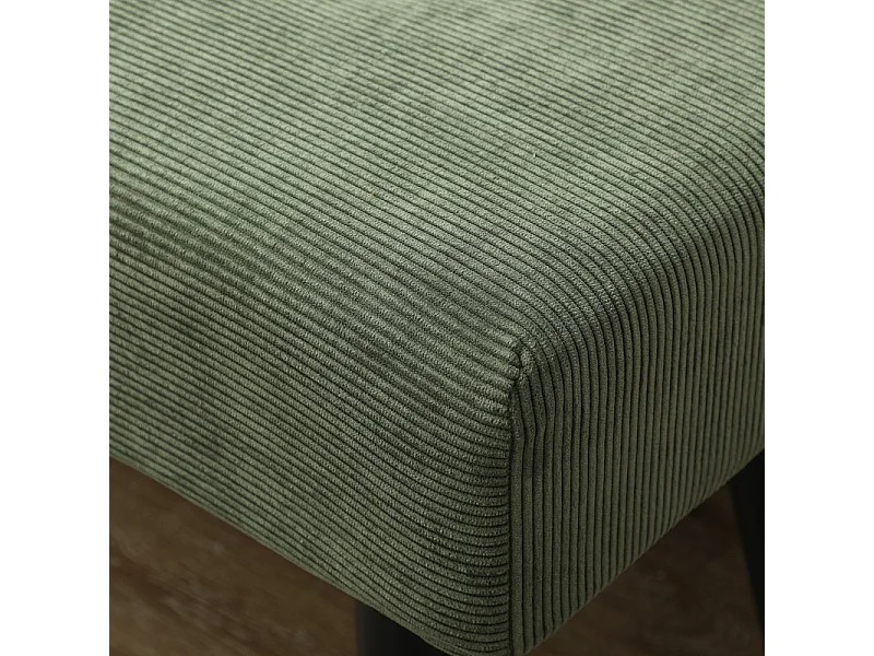 Opbergbank, corduroy stof, metalen poten, modern design, groen (100x36x45 cm)