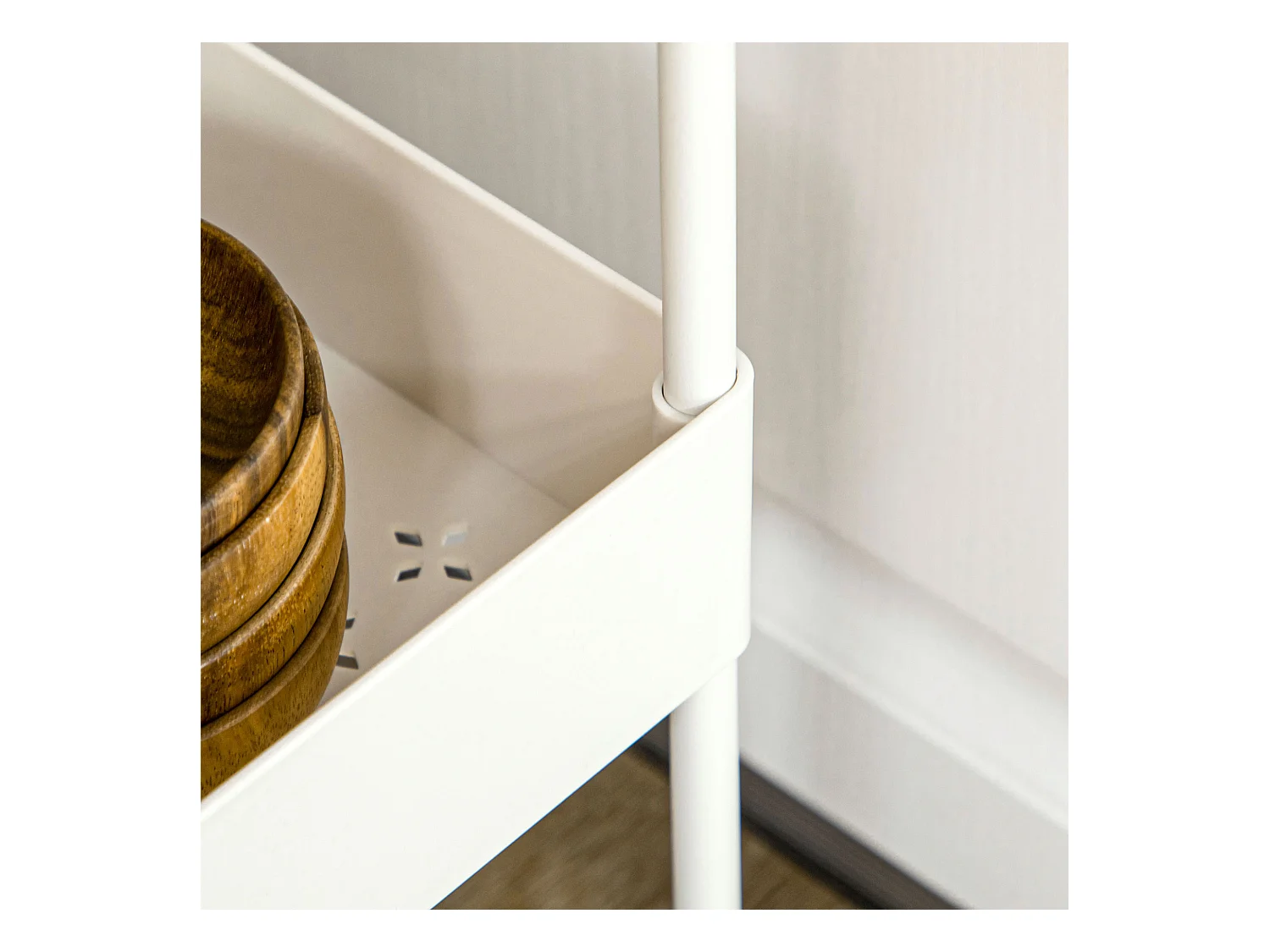 Carro de almacenaje con 4 estantes, con ruedas y frenos, diseño compacto, acero, blanco (40x19x90 cm)