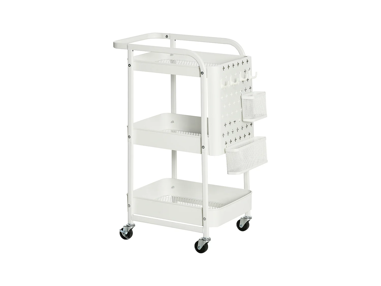 Rolwagen met laden, 3 planken, staal, wit (51,5x32x75,6 cm)