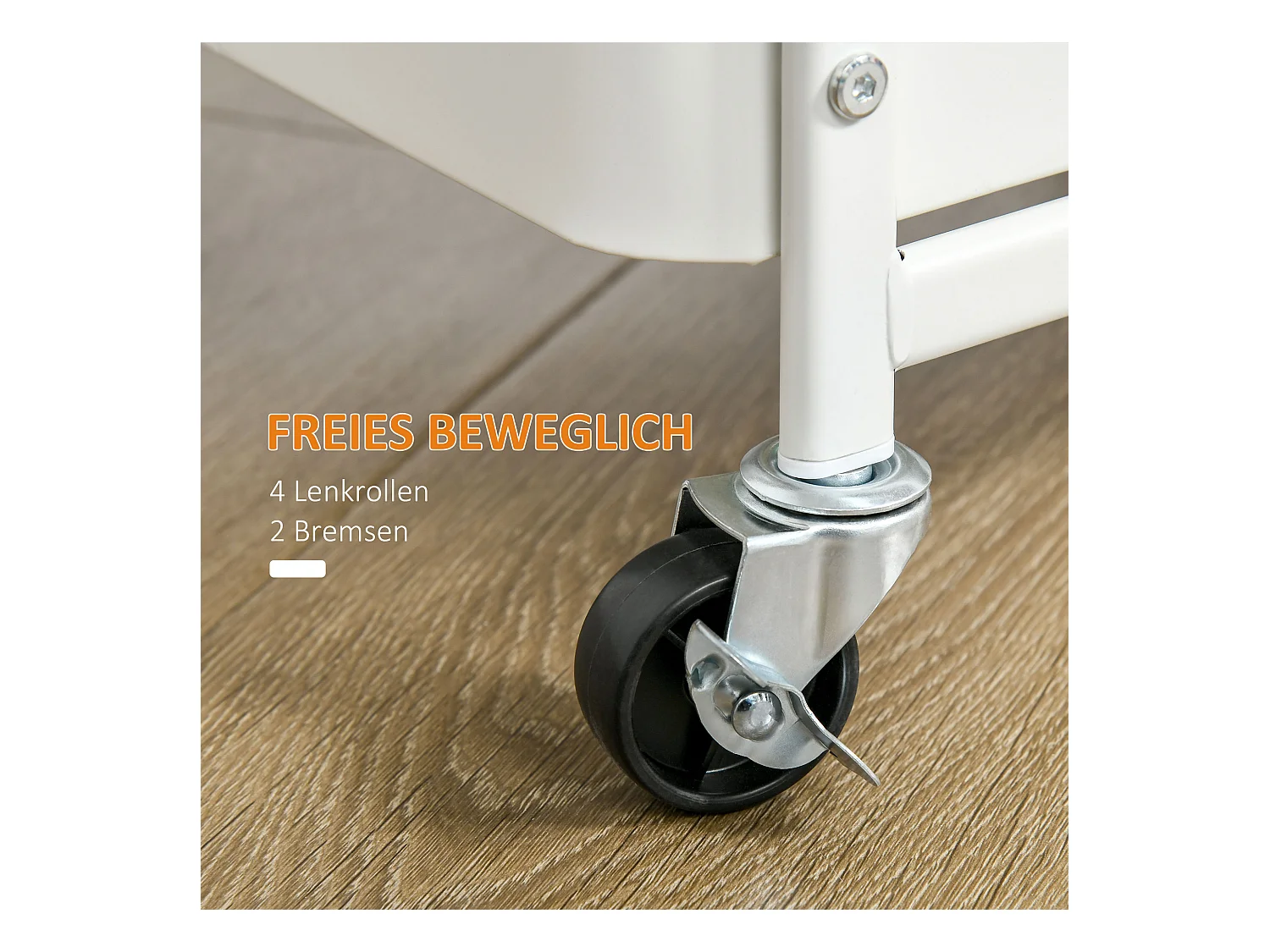 Rolwagen met laden, 3 planken, staal, wit (51,5x32x75,6 cm)