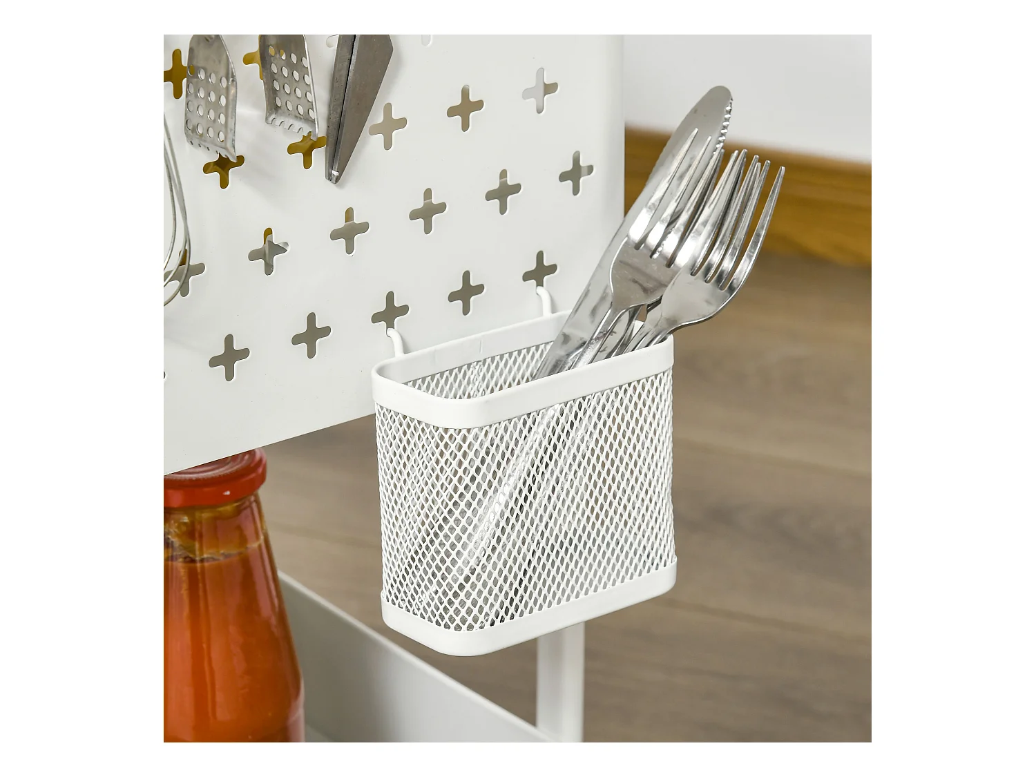 Rolwagen met laden, 3 planken, staal, wit (51,5x32x75,6 cm)