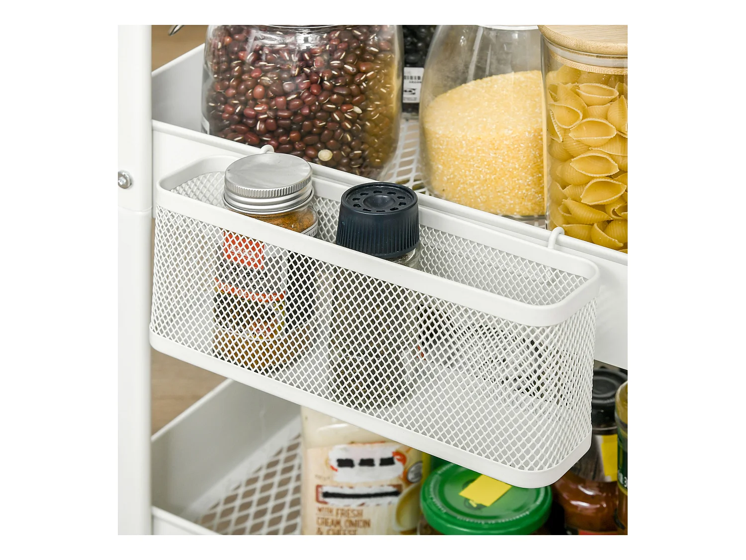 Rolwagen met laden, 3 planken, staal, wit (51,5x32x75,6 cm)