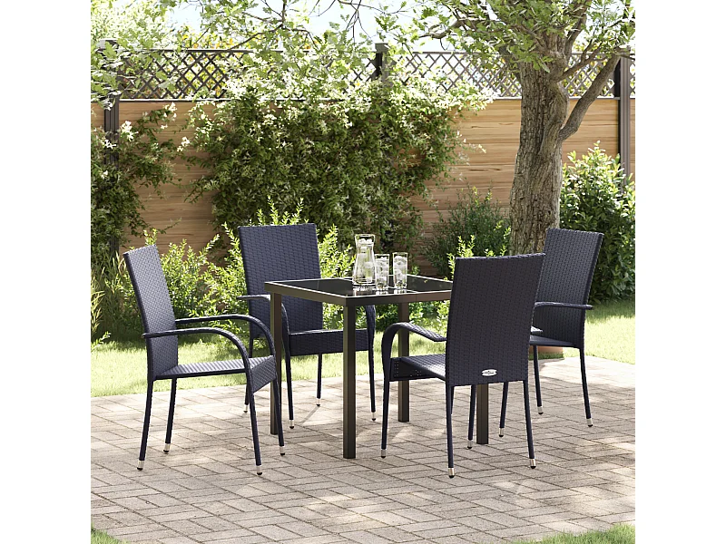 Set da giardino 5 pezzi - Rattan nero