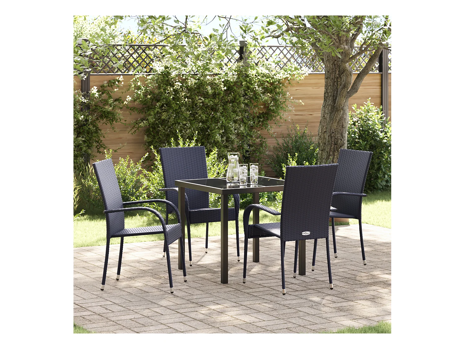Set da giardino 5 pezzi - Rattan nero