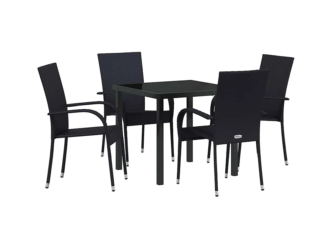 Set da giardino 5 pezzi - Rattan nero