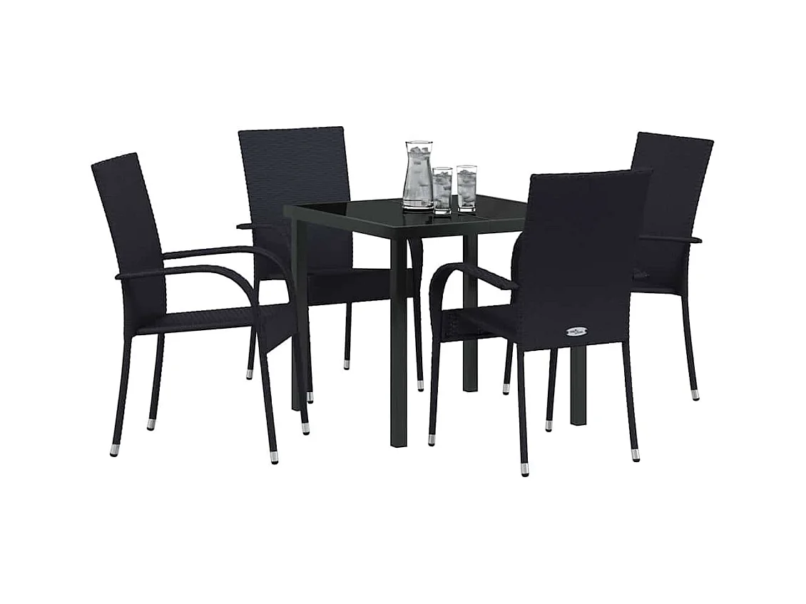 Set da giardino 5 pezzi - Rattan nero