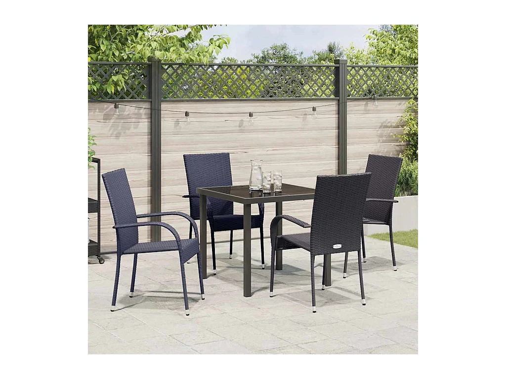 Set da giardino 5 pezzi - Rattan nero