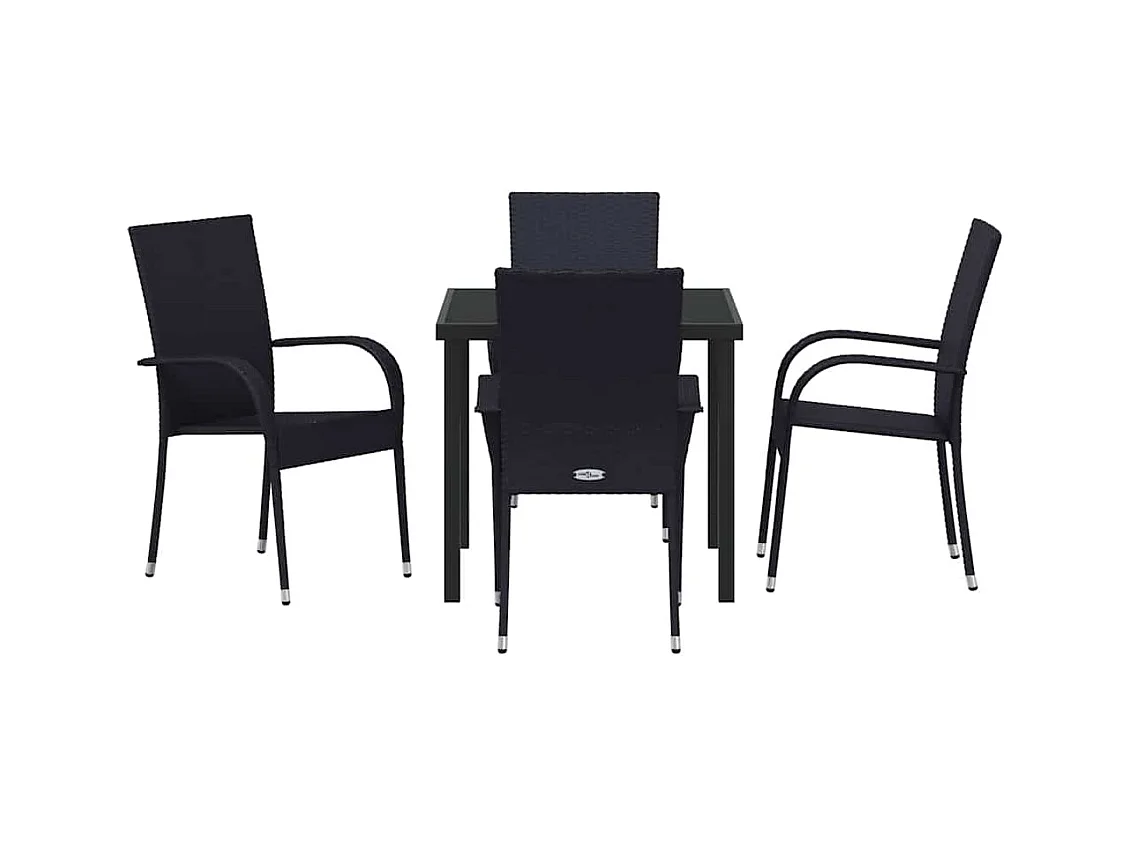 Set da giardino 5 pezzi - Rattan nero