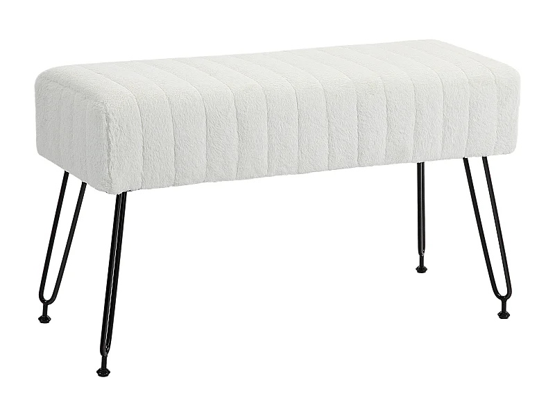 Opbergbank met kussen, polyester, staal, crème (82x30x47 cm)