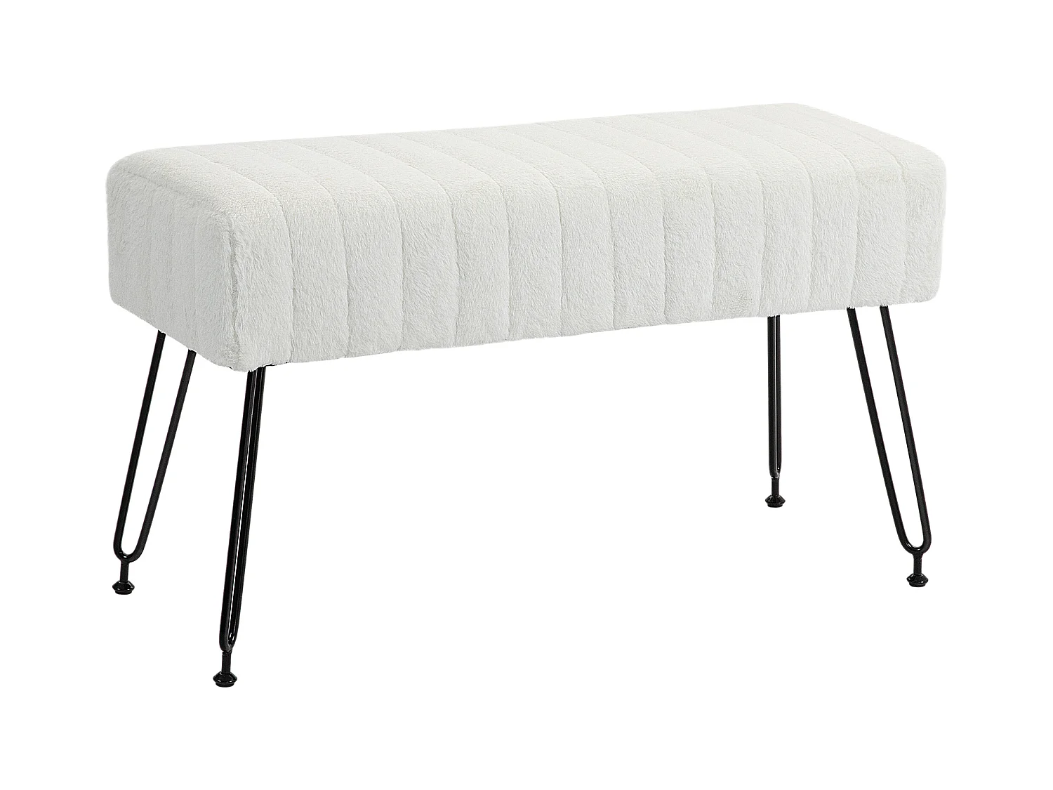 Banc de rangement avec coussin, polyester, acier, crème (82x30x47 cm)