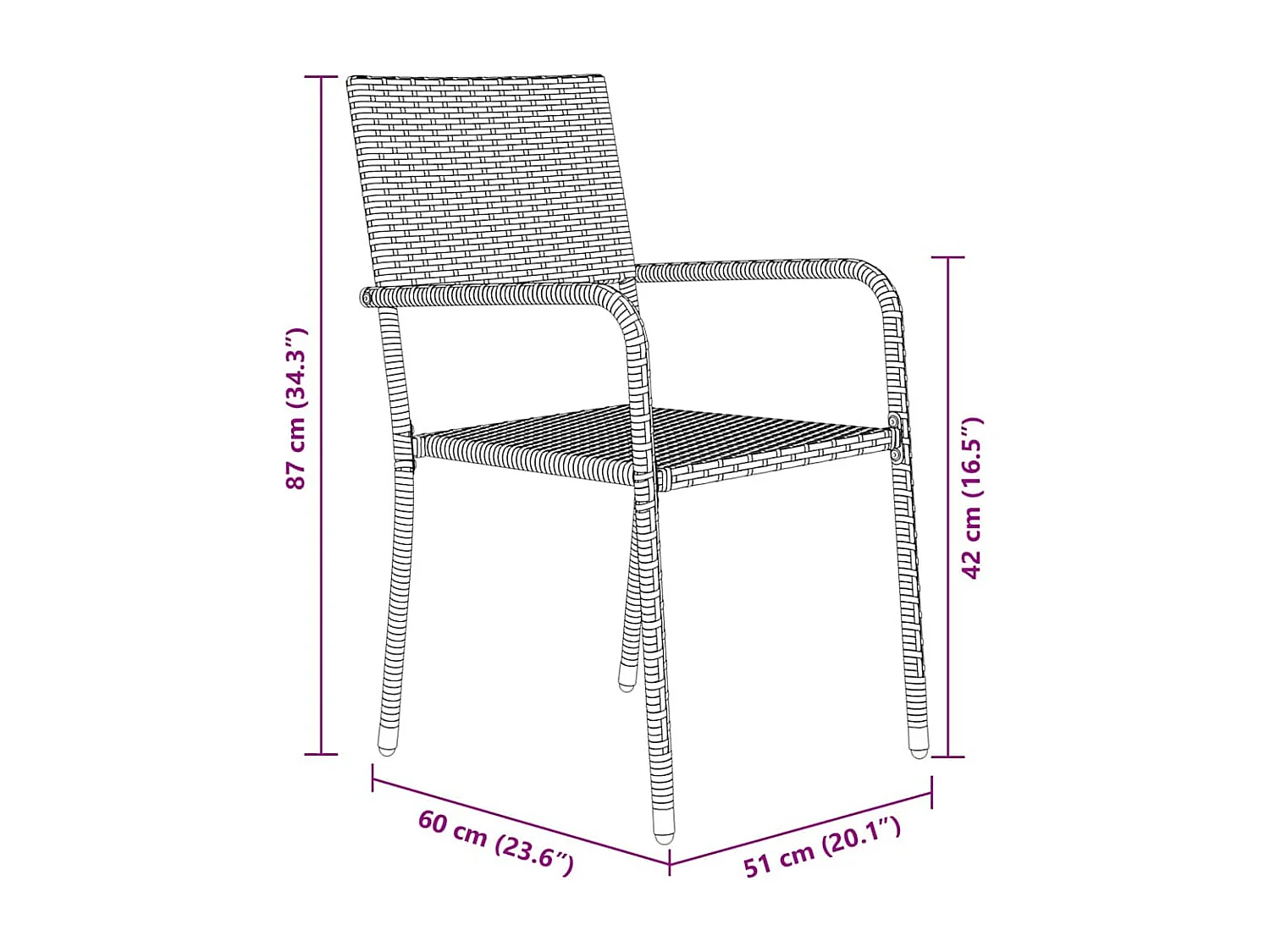 Ensemble de salle à manger de jardin 3 pièces en rattan poly noir