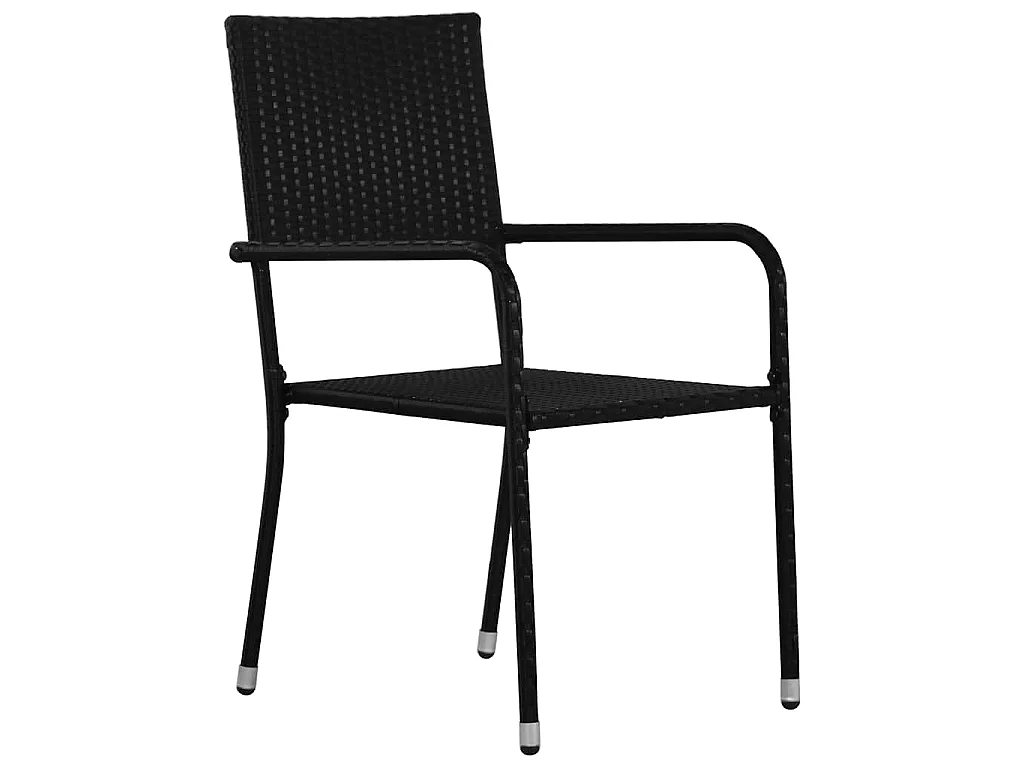 Juego de comedor de jardín de 3 piezas de ratán sintético negro