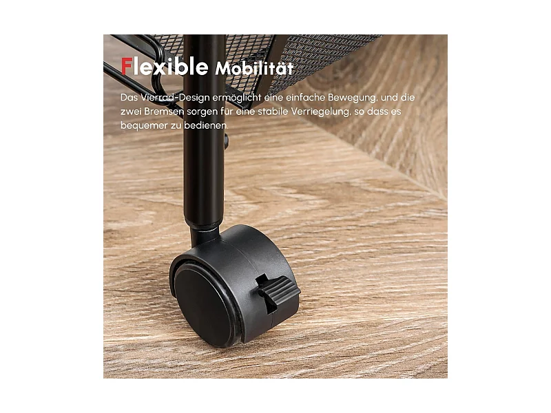 Carrito de servicio con 4 estantes y 5 cestas, acero, negro (45x26,5x106 cm)