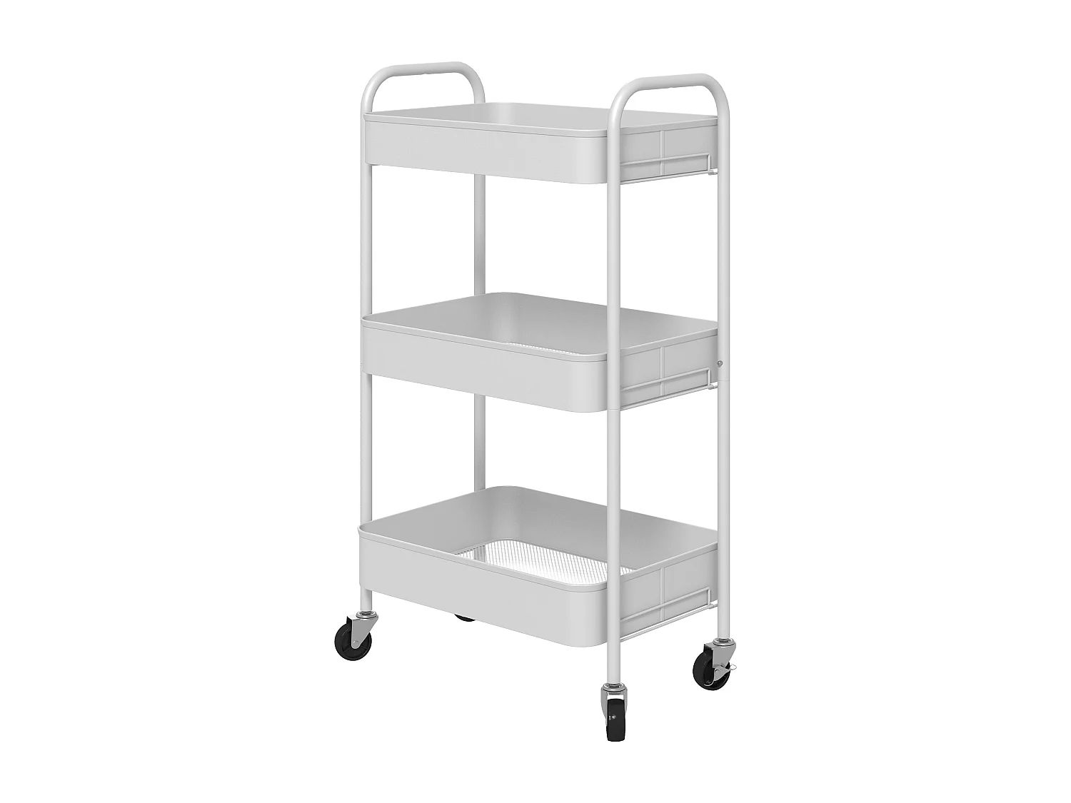 Servierwagen mit 3 Etagen, Stahl, Weiß, praktischer Küchenwagen, (45x30.6x79cm)