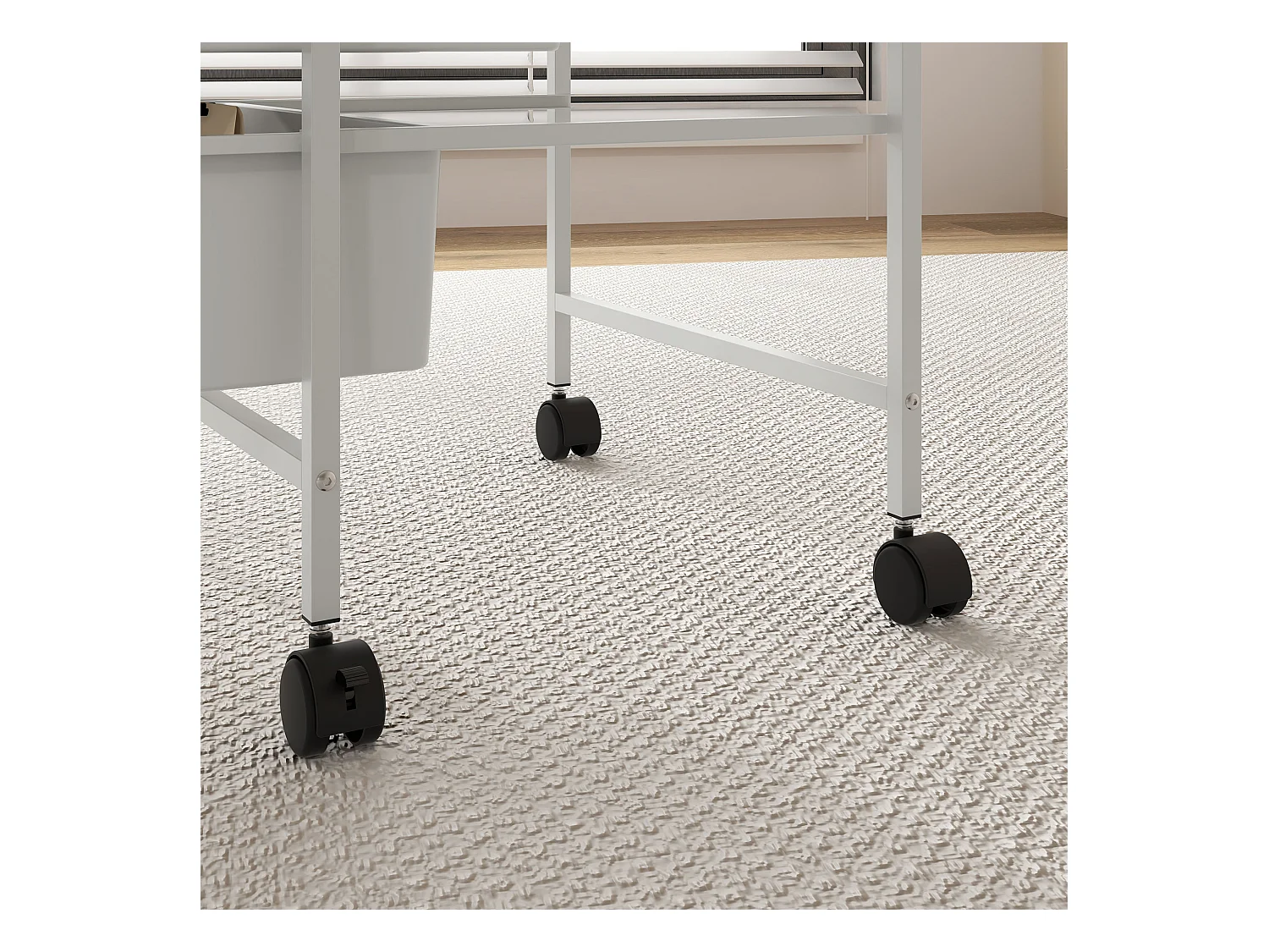 Chariot de service avec 3 étagères, à roulettes, en plastique, blanc (40.8x33.5x60.5 cm)