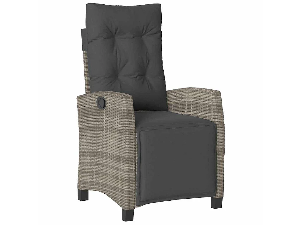 Set de jardin en 3 pièces en gris rotin poly