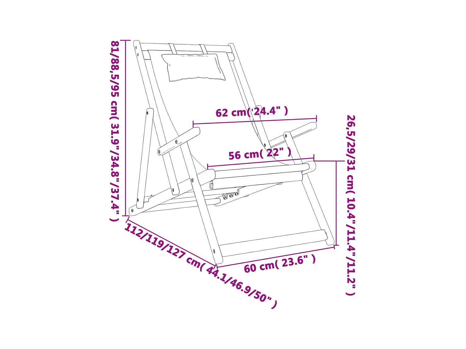 Chaises de plage pliables lot de 2 bleu tissu