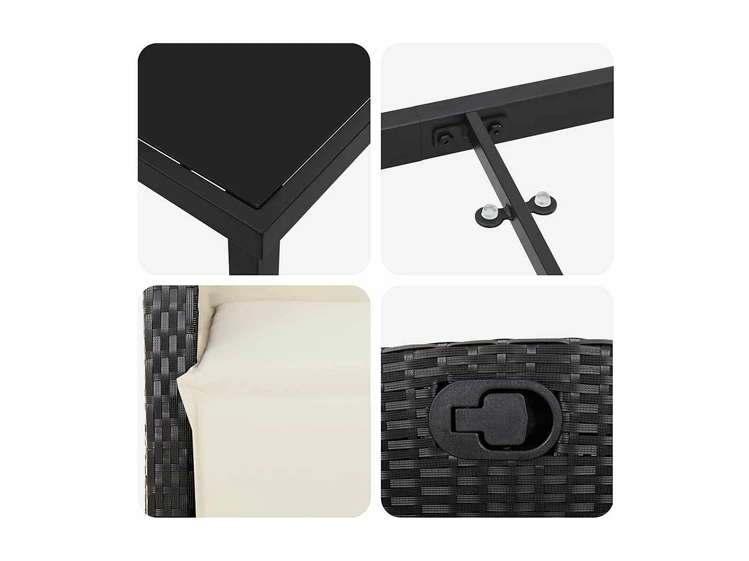 Set da pranzo da giardino da 3 pezzi in polyrattan nero