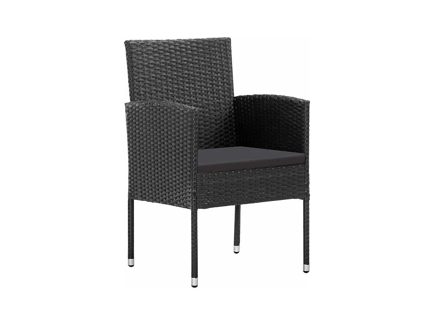 Set da pranzo da giardino 5 pezzi con cuscini in polyrattan nero