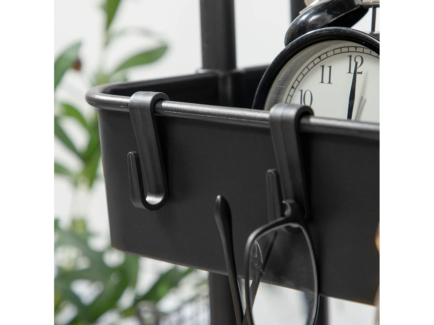 Desserte roulante 3 niveaux avec paniers amovibles, acier noir, flexible et compacte (42x38x86.5cm)