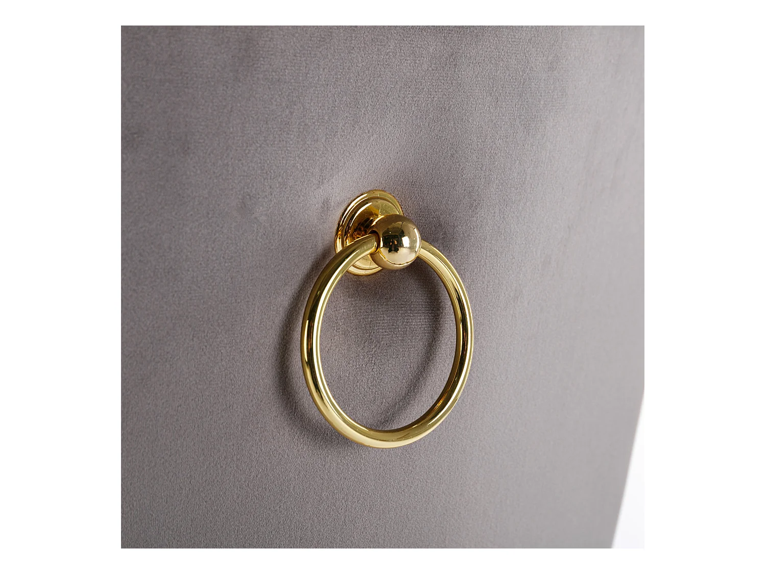 Sedia da pranzo moderna, velluto grigio, gambe in legno, chiodi decorativi, set da 2 (65x50x95 cm)